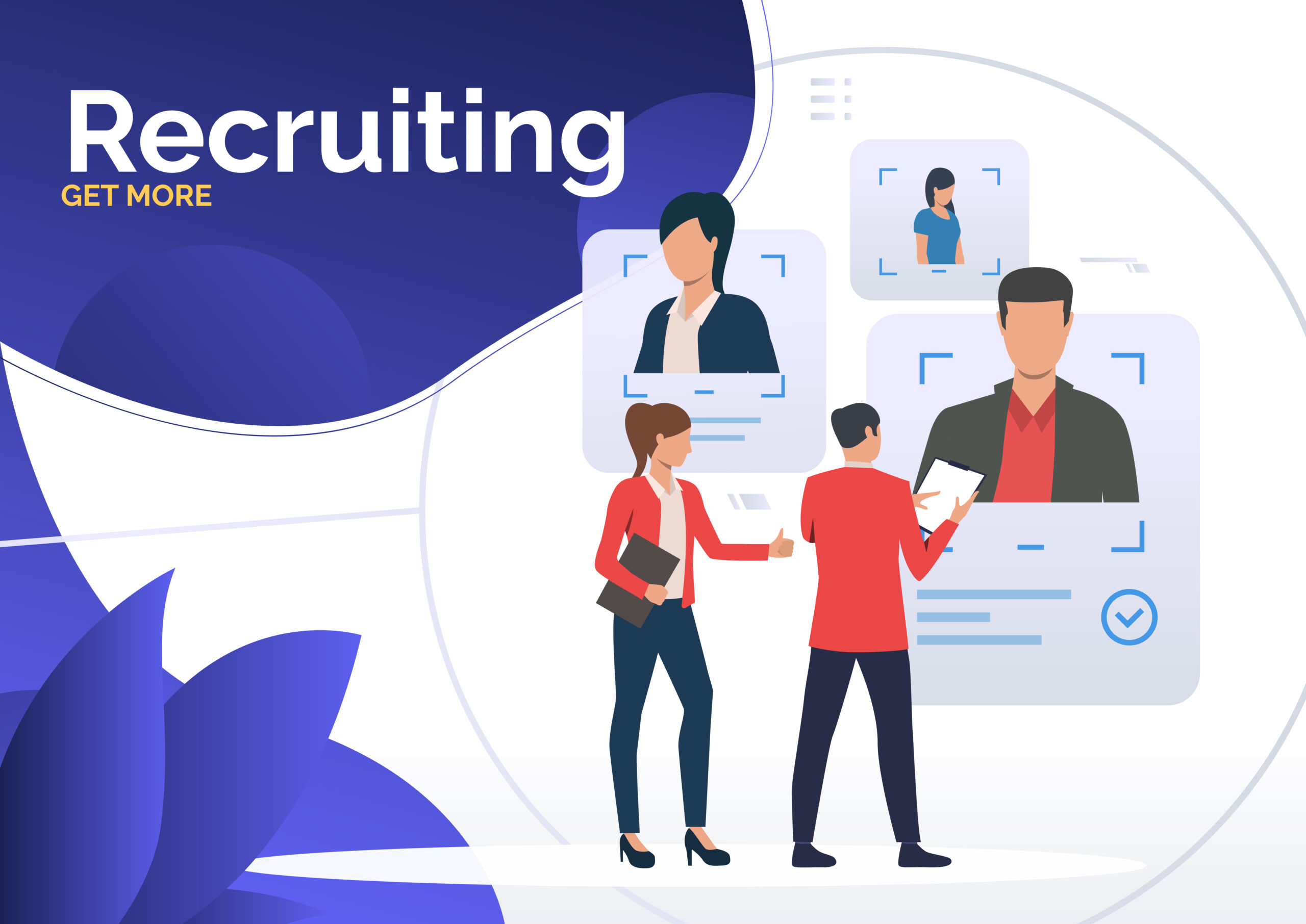 HR managers selecting candidates. Personnel search, recruiting, business. Human resource concept. Vector illustration can be used for presentations slide templates or webpage design